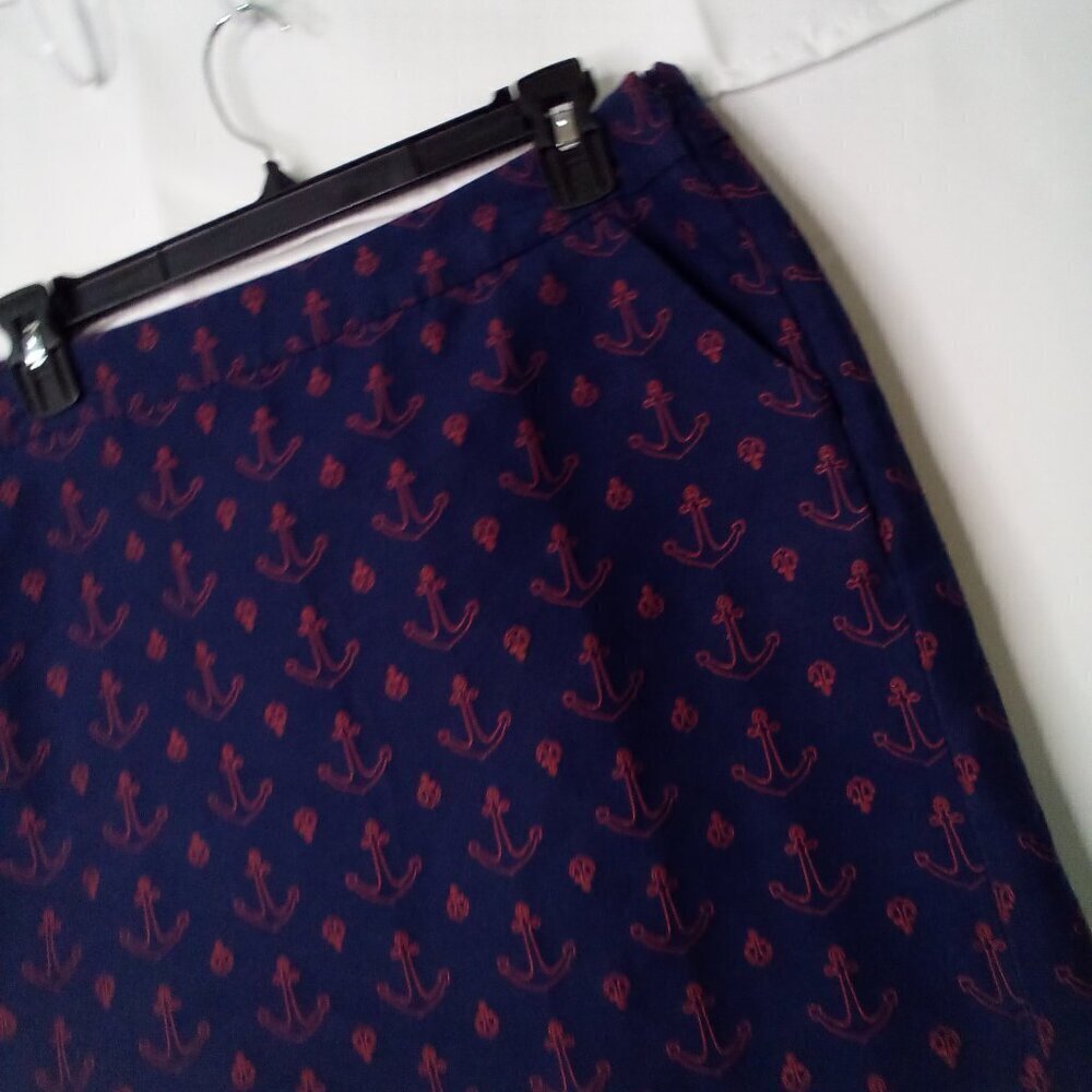 Tommy Hilfiger Skirt Women 8 Anchor Nautical Pockets Blue Red - Picture 5 of 16